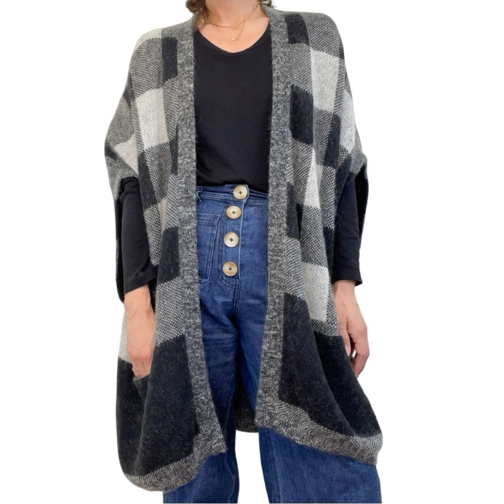 Banana Republic Gingham Plaid Mohair Blend Cardigan M/L